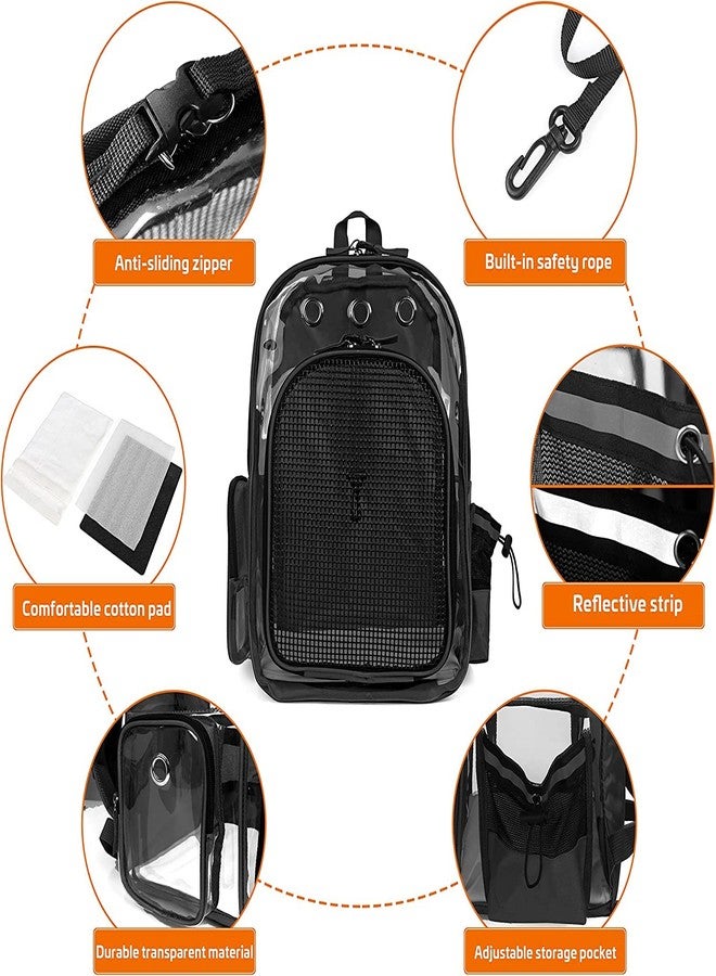 KIKA Pets Clear Cat Dog Backpack Carrier Travel Hiking Mesh Front Dog Backpack Carrier for Cat Rabbit Small Animal Breathable Clear Lightweight Pet Backpack for Outdoor Walking (Black 1-6 kgs) - Image 2